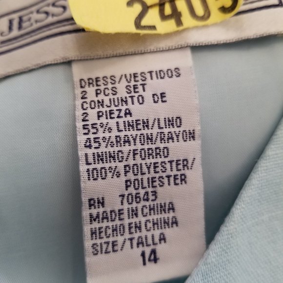 Jessica Howard Mint Linen Sheath Dress with Embroidered Jacket Women's Size 14 - Picture 12 of 12